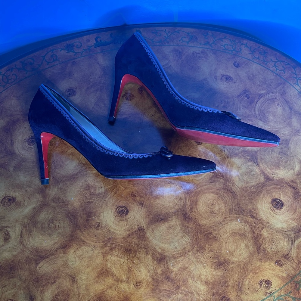 Christian Louboutin dark purple and Red Heels
